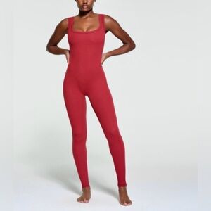 NWOT🌹 SKIMS Red Sleeveless Ribbed Cotton Carsuit  Jumpsuit